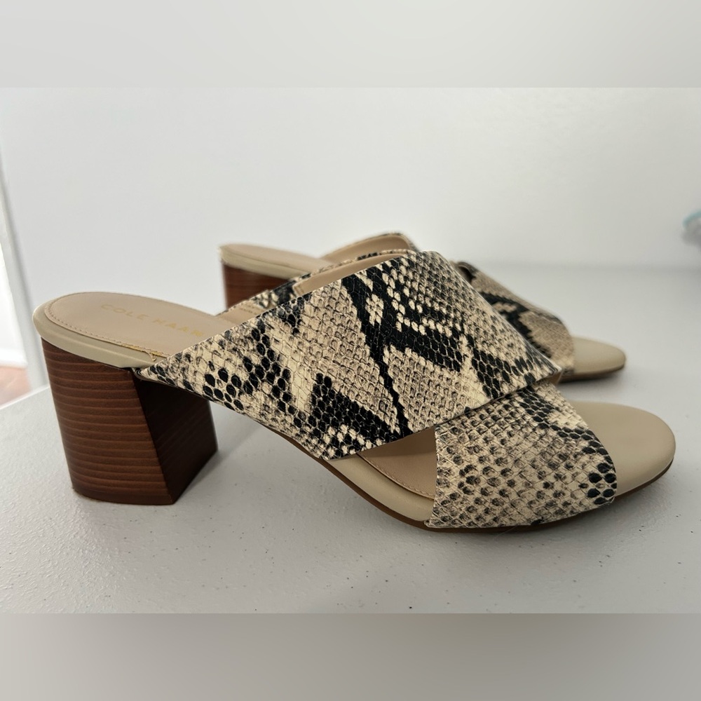 Cole Haan Snakeskin Mules with Block Heel